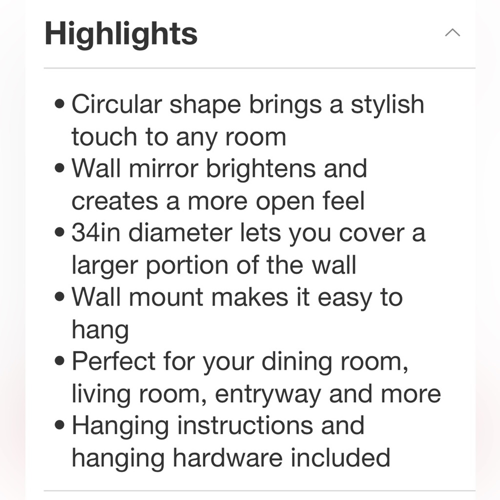 STUDIO MCGEE NWT round decorative wall mirror -brass -34” - Picture 4 of 7